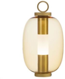 Ethimo Lucerna Oplaadbare Lantaarn - Messing - Amber Geel