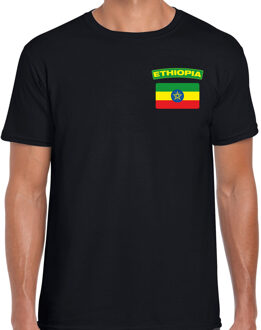 Ethiopia landen shirt met vlag zwart voor heren - borst bedrukking M