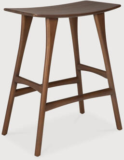 Ethnicraft Barkruk 'Osso' Gevernist Teakhout, kleur Bruin (zithoogte 65cm)