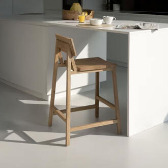 Ethnicraft Barstoel 'N3' Geolied Eikenhout, kleur Naturel (zithoogte 65cm)