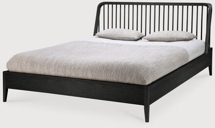Ethnicraft Bed 'Spindle' Gevernist Eikenhout, 180 x 200cm, kleur Zwart - 180 x 200 cm