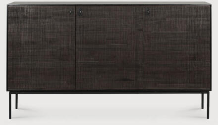 Ethnicraft Dressoir 'Grooves' Gevernist Teakhout, 152cm Off Black - 152 cm