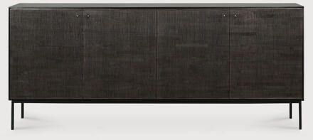 Ethnicraft Dressoir 'Grooves' Gevernist Teakhout, 202cm Off Black - 203 x 106 cm