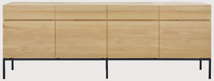 Ethnicraft Dressoir 'Ligna' Geolied Eikenhout, 220cm Zwart - 220 cm