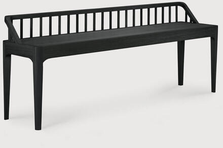 Ethnicraft Eetkamerbank 'Spindle' Gevernist Eikenhout, 150cm, kleur Zwart - 150 cm