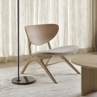 Ethnicraft Fauteuil 'Eye' Gevernist Eikenhout en Stof, kleur Off White