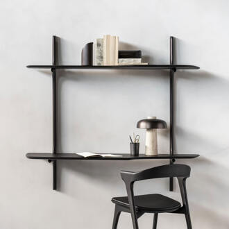 Ethnicraft Hangend Bureau 'PI' Gevernist Mahoniehout, 140 x 48cm Donkerbruin