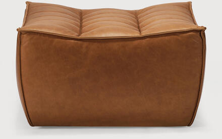 Ethnicraft Hocker 'N701' Leder, 70 x 70cm, kleur Old Saddle