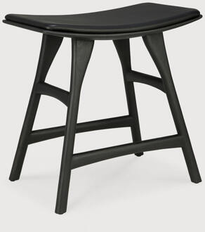 Ethnicraft Krukje 'Osso' Gevernist Eikenhout en Leder, kleur Zwart