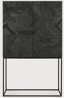 Ethnicraft Opbergkast 'Graphic' Gevernist Teakhout, 160 x 100cm Zwart - 160 x 100 cm