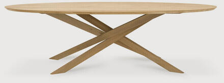 Ethnicraft Ovale Eettafel 'Mikado' Geolied Eikenhout, 267 x 138cm, kleur Naturel