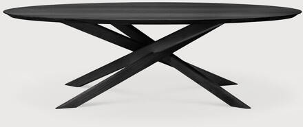 Ethnicraft Ovale Eettafel 'Mikado' Gevernist Eikenhout, 267 x 138cm, kleur Zwart