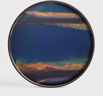 Ethnicraft Rond Dienblad 'Tribal Quest' 48cm, kleur Indigo - 48 cm