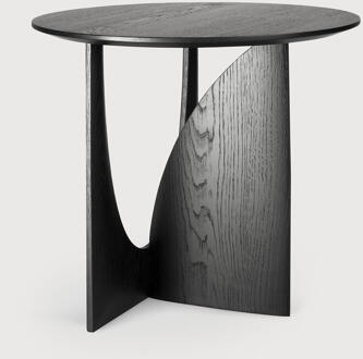 Ethnicraft Ronde Bijzettafel 'Geometric' Gevernist Eikenhout, 51cm, kleur Zwart - 51 cm