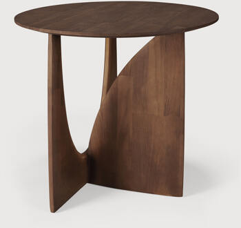 Ethnicraft Ronde Bijzettafel 'Geometric' Gevernist Teakhout, 51cm, kleur Bruin - 51 cm