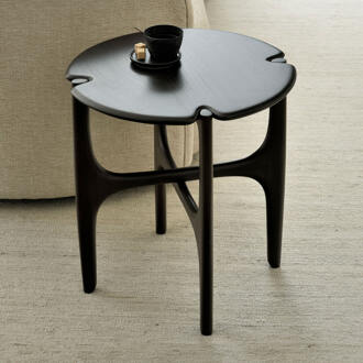 Ethnicraft Ronde Bijzettafel 'PI' Gevernist Mahoniehout, 47cm, kleur Donkerbruin - 47 cm