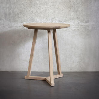 Ethnicraft Ronde Bijzettafel 'Tripod' Gevernist Eikenhout, 46cm, kleur Naturel - 46 cm