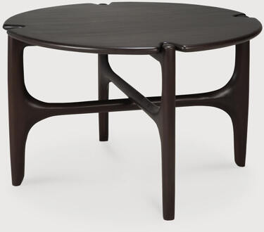 Ethnicraft Ronde Salontafel 'PI' Gevernist Mahoniehout, 65cm, kleur Donkerbruin - 65 cm
