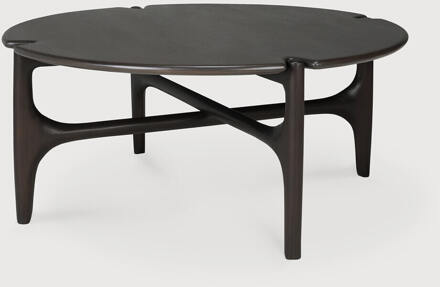Ethnicraft Ronde Salontafel 'PI' Gevernist Mahoniehout, 80cm, kleur Donkerbruin - 80 cm