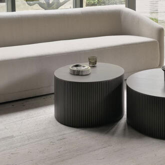 Ethnicraft Ronde Salontafel 'Roller Max' Gevernist Mahoniehout, 60cm, kleur Donkerbruin - 60 cm