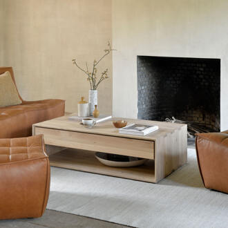 Ethnicraft Salontafel 'Nordic' Geolied Eikenhout, 120 x 70cm - 120 x 70 cm