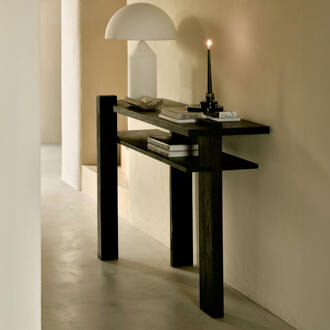 Ethnicraft Sidetable 'Abstract' Gevernist Teakhout, 133cm, kleur Zwart - 133 cm