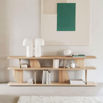 Ethnicraft Sidetable 'Geometric' Geolied Eikenhout, 210cm, kleur Naturel