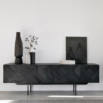 Ethnicraft TV-meubel 'Graphic' Gevernist Teakhout, 160cm Zwart - 160 cm