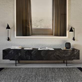 Ethnicraft TV-meubel 'Graphic' Gevernist Teakhout, 240cm Zwart - 240 cm