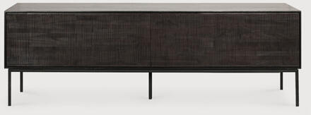 Ethnicraft TV-meubel 'Grooves' Gevernist Teakhout, 162cm Off Black - 162 cm