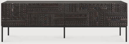 Ethnicraft TV-meubel 'Tabwa' Gevernist Teakhout, 160cm Off Black - 160 cm