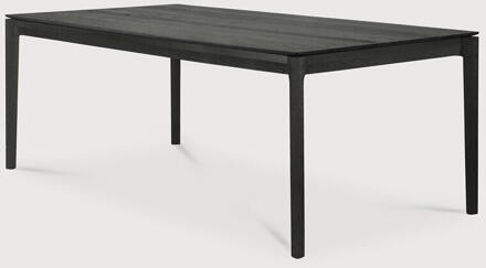 Ethnicraft Uitschuifbare Eettafel 'Bok' Gevernist Eikenhout, 180/280 x 100cm, kleur Zwart - 180/280 x 100 cm