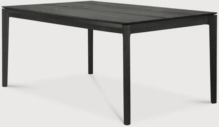 Ethnicraft Uitschuifbare Eettafel 'Bok' Gevernist Eikenhout, 200/300 x 100cm, kleur Zwart - 200/300 x 100 cm