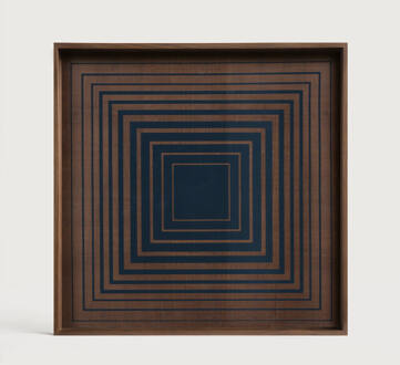 Ethnicraft Vierkant Dienblad 'Linear Flow' 38 x 38cm, kleur Ink Inkt (donkerblauw)