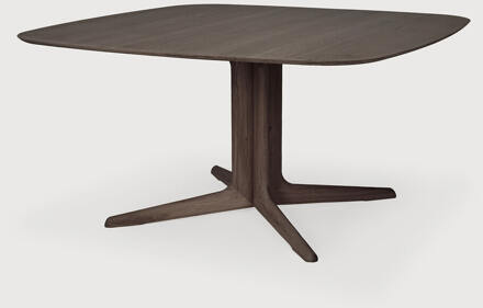 Ethnicraft Vierkante Eettafel 'Corto' Gevernist Eikenhout, 150 x 150cm, kleur Bruin