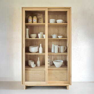 Ethnicraft Vitrinekast 'Wave' Geolied Eikenhout, 183 x 110cm