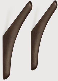Ethnicraft Wandhaak 'PI' Mahoniehout, Set van 2 stuks, kleur Donkerbruin