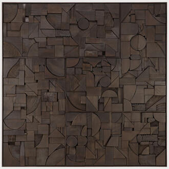 Ethnicraft Wandpaneel 'Bricks' Teakhout, 100 x 100cm, kleur Donkerbruin - 100 x 100 cm