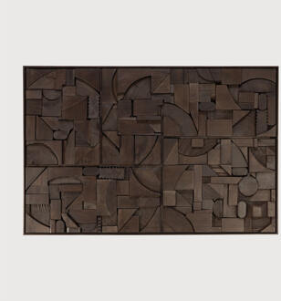 Ethnicraft Wandpaneel 'Bricks' Teakhout, 60 x 90cm, kleur Donkerbruin - 60 x 90 cm