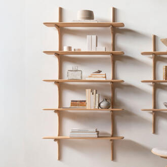 Ethnicraft Wandrek 'PI' Geolied Eikenhout, Met 5 planken, kleur Naturel