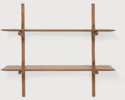 Ethnicraft Wandrek 'PI' Gevernist Mahoniehout, Met 2 planken, kleur Bruin