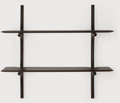 Ethnicraft Wandrek 'PI' Gevernist Mahoniehout, Met 2 planken, kleur Donkerbruin