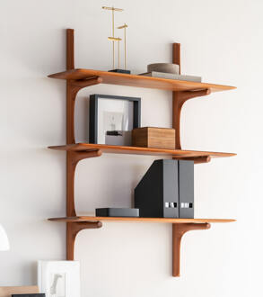 Ethnicraft Wandrek 'PI' Gevernist Mahoniehout, Met 3 planken, kleur Bruin