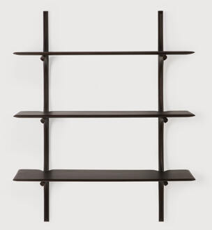 Ethnicraft Wandrek 'PI' Gevernist Mahoniehout, Met 3 planken, kleur Donkerbruin