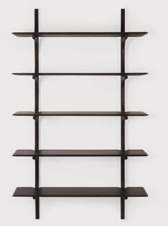 Ethnicraft Wandrek 'PI' Gevernist Mahoniehout, Met 5 planken, kleur Donkerbruin