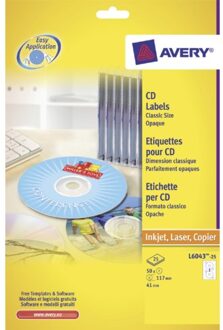 Etiket Avery L6043-25 CD wit 50stuks