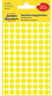 Etiket Avery Zweckform 3013 rond 8mm geel 416stuks