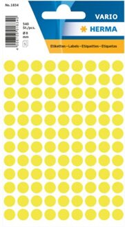 Etiket Herma 1834 rond 8mm fluor geel 540stuks