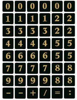Etiket Herma 4131 13x13Mm getallen 0-9 zwart op goud