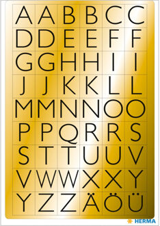 Etiket Herma 4145 13x12mm letters A-Z zwart op goud